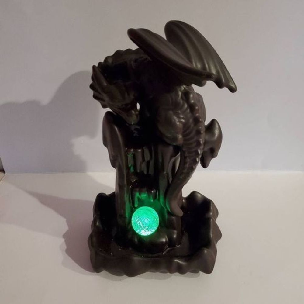 Dragon Backflow Incense Burner LED Color Changing Crystal Ball Ceramic Fantasy - Picture 8 of 10